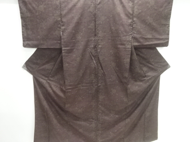 JAPANESE KIMONO / SILK / HAND WOVEN TSUMUGI / FLORAL ARABESQUE